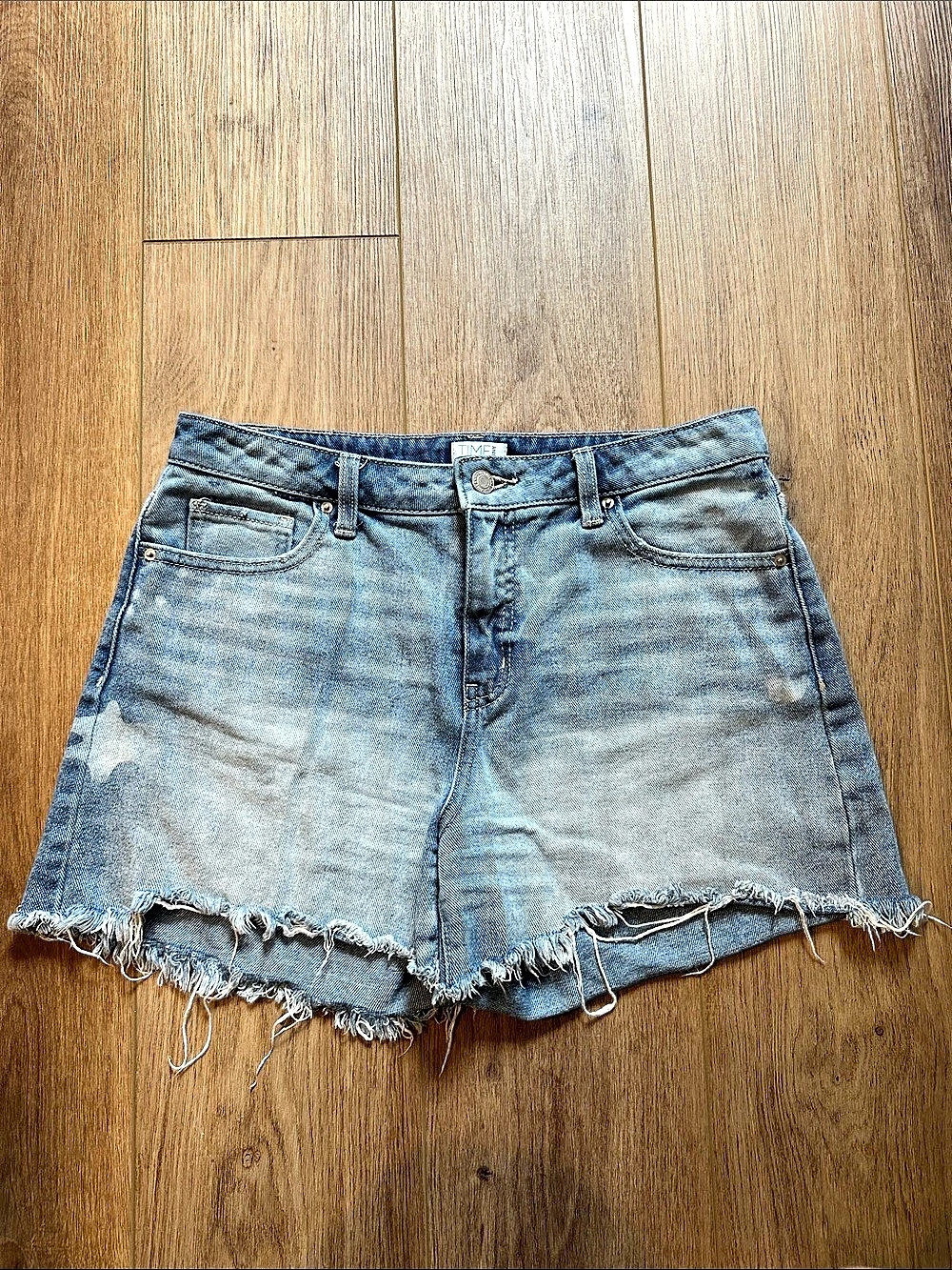 Time and Tru Women's Distressed Denim Jean Shorts in Blue